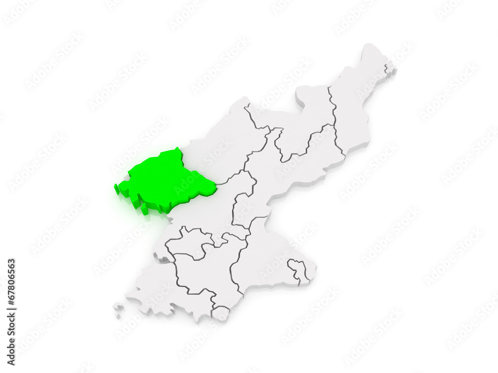 Map of Pyongan. North Korea.