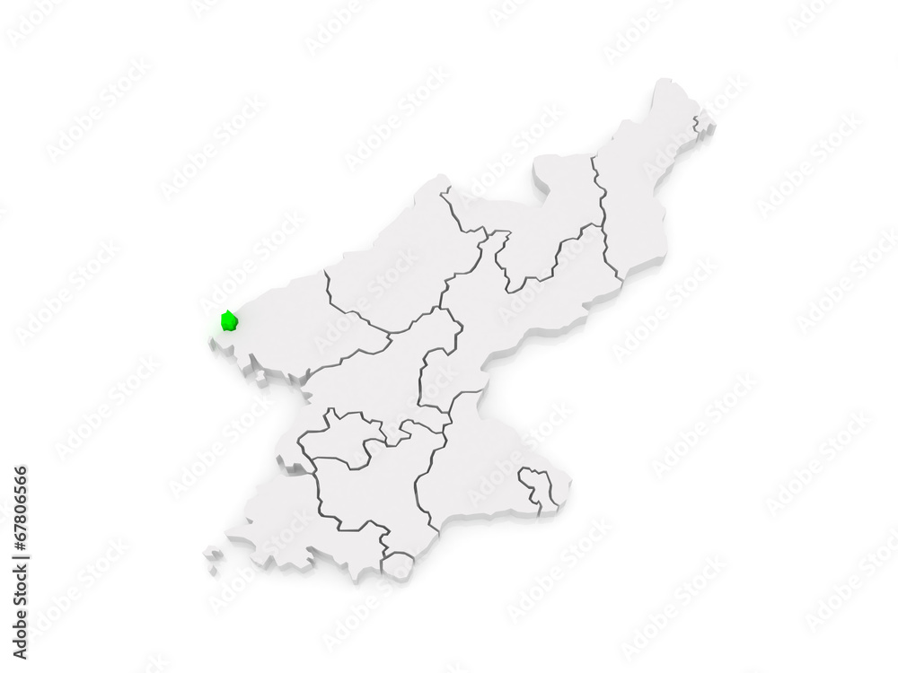Fototapeta premium Map of Sinuiju. North Korea.