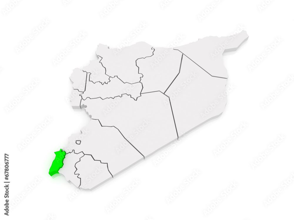 Map of Quneitra. Syria.