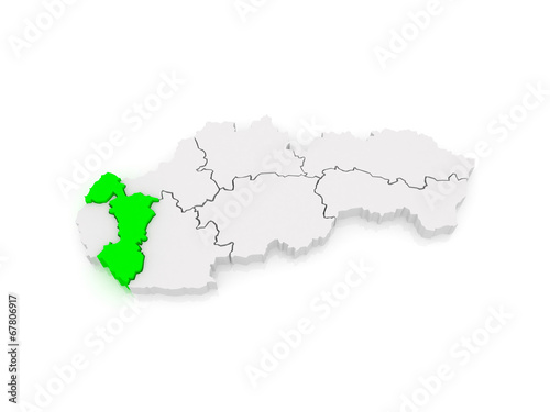 Map of Trnava. Slovakia.