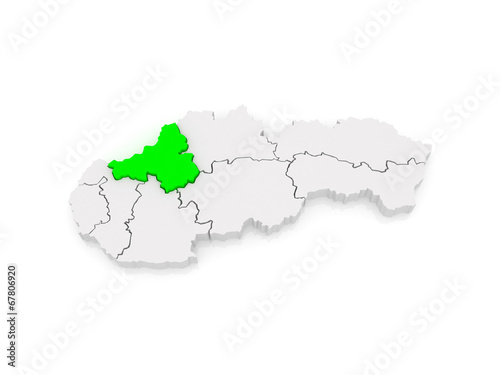 Map of Trencin Region. Slovakia.