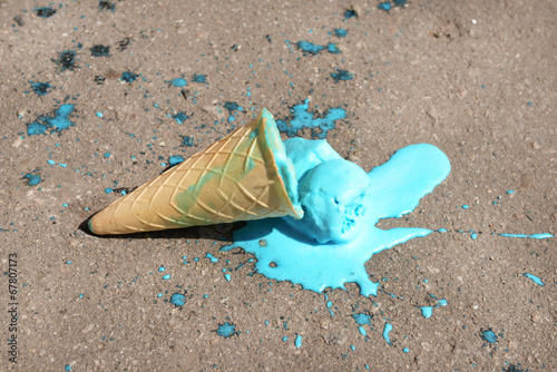 Slika na platnu Ice cream fell on asphalt top view