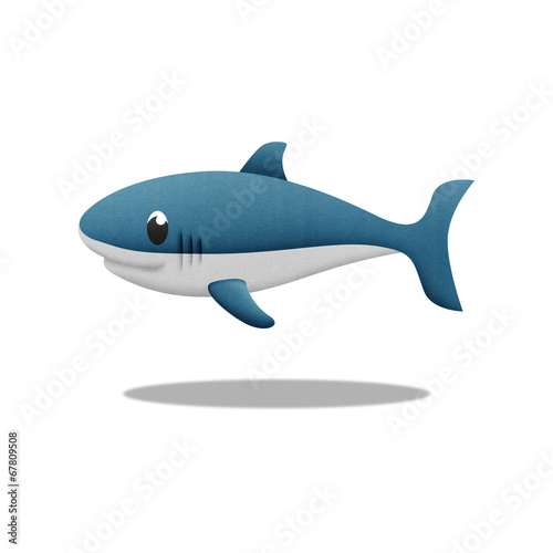 white shark cartoon is fish in underwater to sea