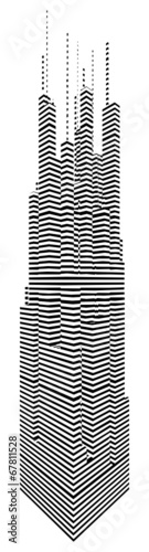 Abstract Urban City Of Skyscrapers Stripes Vector