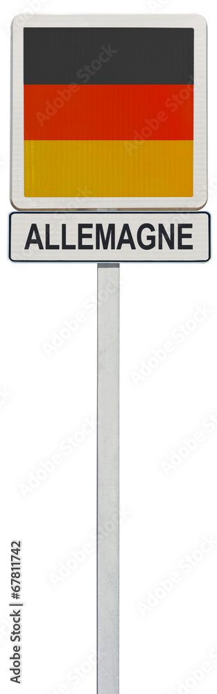 drapeau allemand sur panneau de signalisation drapeau allemand sur panneau de signalisation