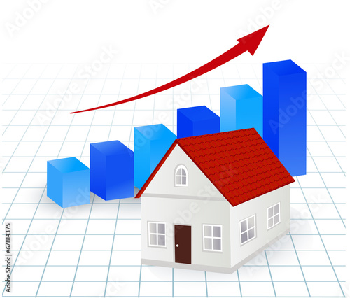 growing graph with house - real estate market concept