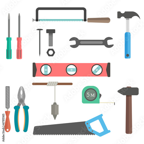 set of tools on white background