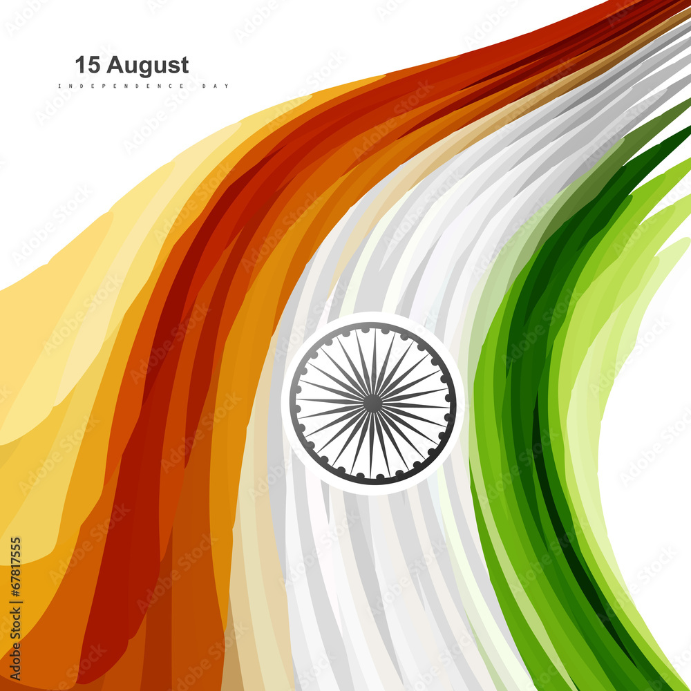 Beautiful illustration of stylish Indian flag independence day w ...