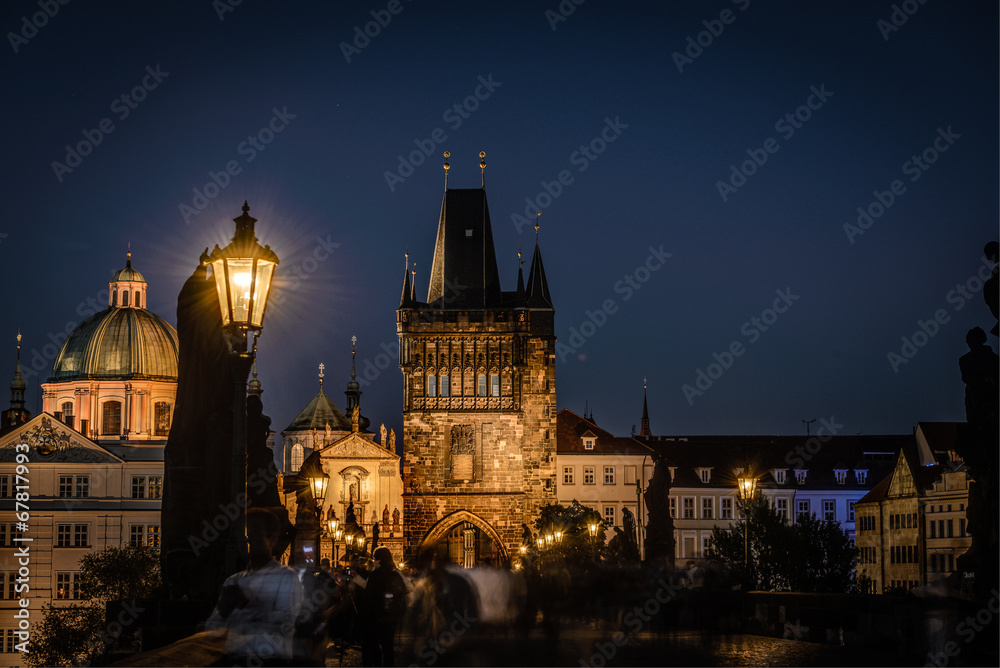 Charles Bridge in Prague ,Czech Republic .