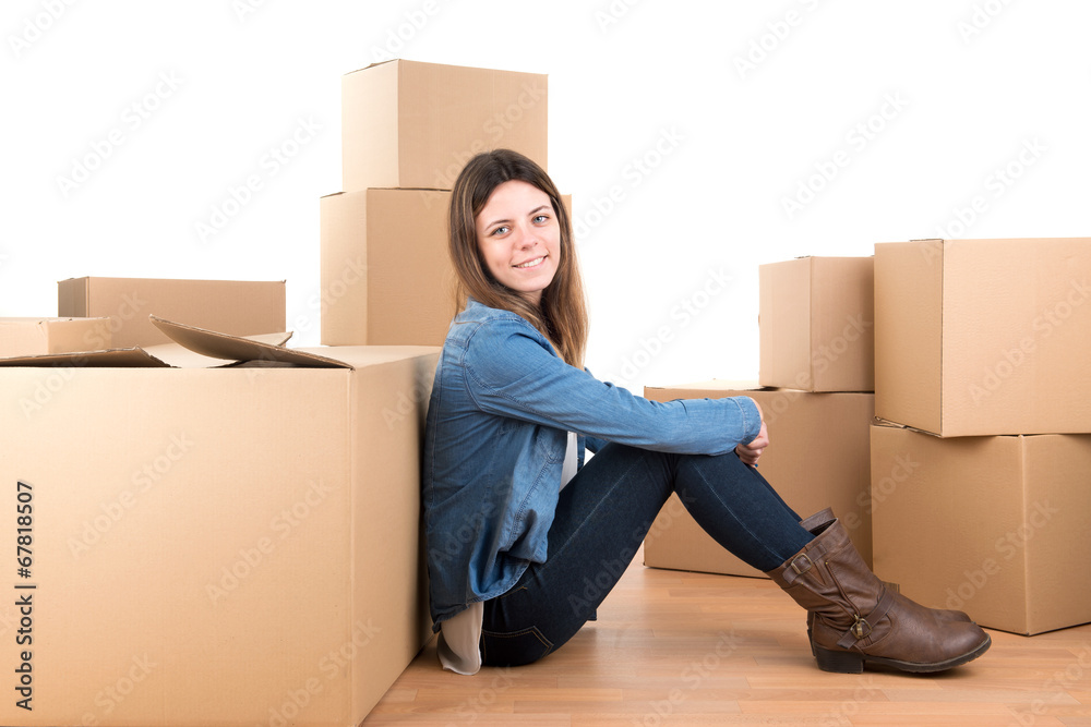 Girl with boxes Girl with boxes