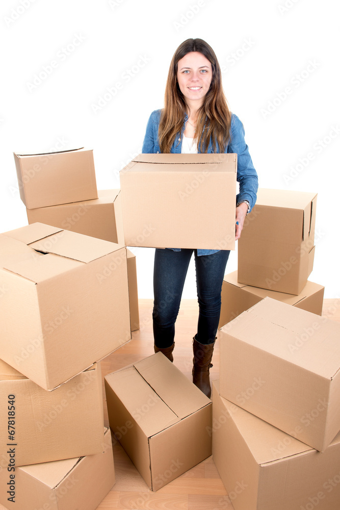 Girl with boxes Girl with boxes