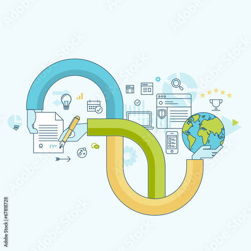 Flat line design concept for business