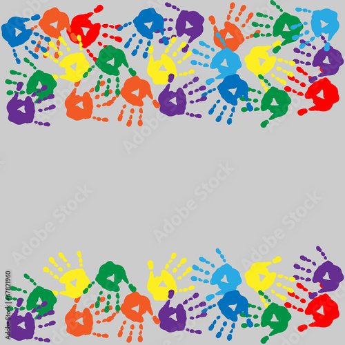 Card with colorful handprints