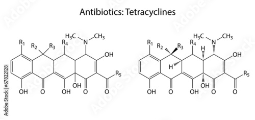 General structural chemical formulas of antibiotic tetracycline