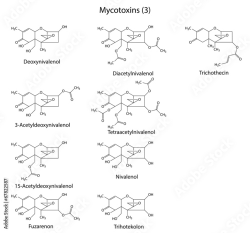 Structural chemical formulas of B-type mycotoxins
