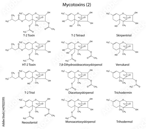 Structural chemical formulas of A-type mycotoxins