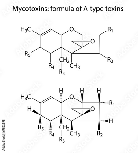 General structural chemical formulas of mycotoxins of A-type