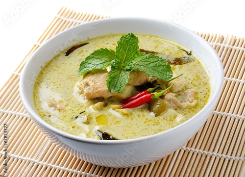 Thailand food Green curry Chicken Intense soup