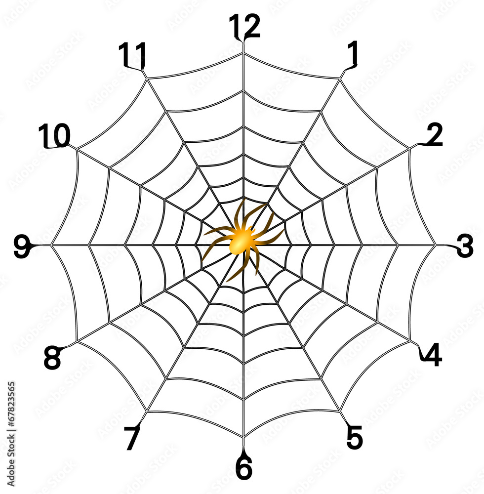 Obraz premium Vector format of simple spider web clock face with golden spider
