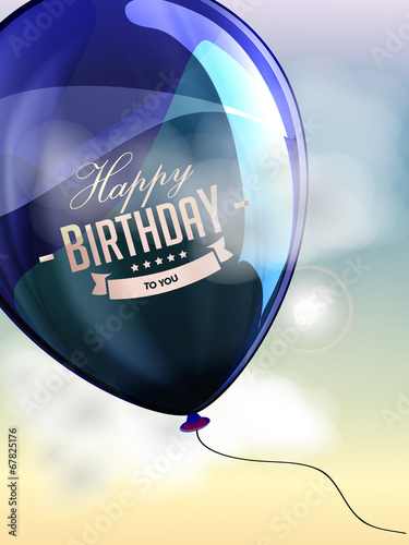 Happy birthday balloons greeting card blue and green