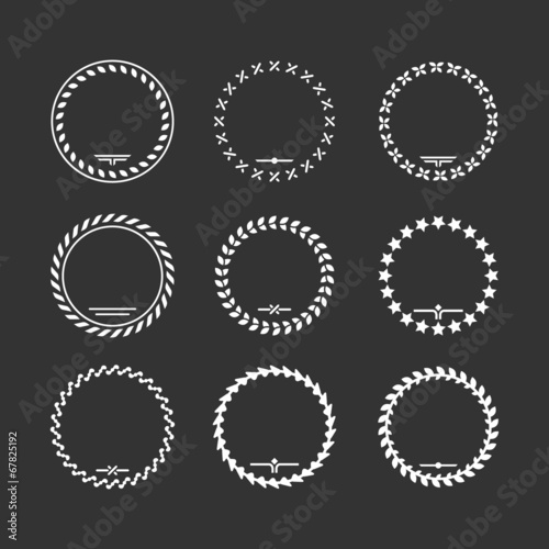 Set icons of laurel wreath and modern frames