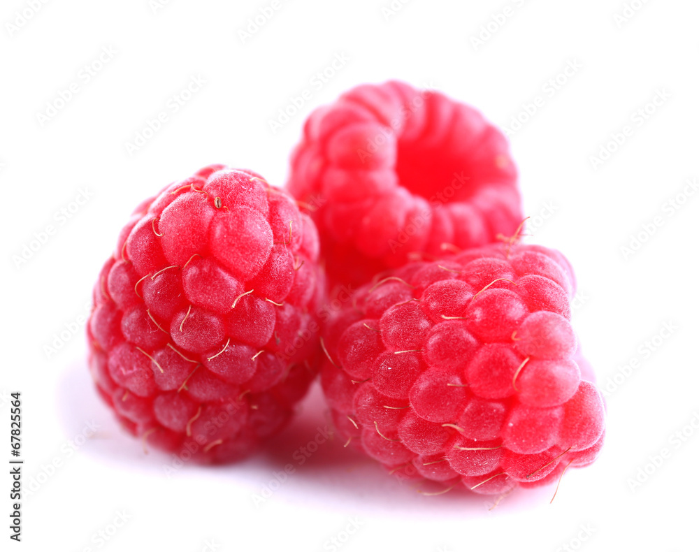 Ripe sweet raspberries isolated on white Ripe sweet raspberries isolated on white