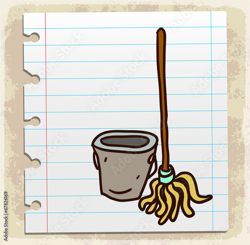 Cartoon mop illustration