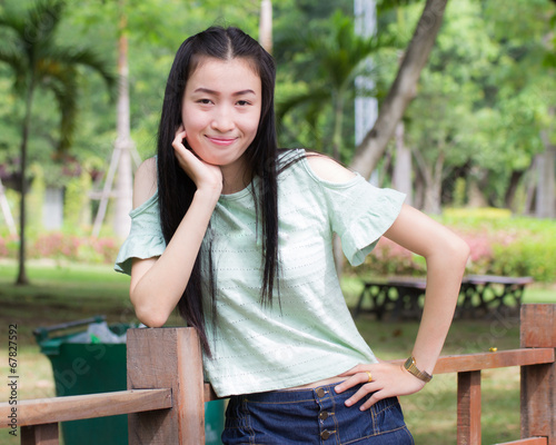 Portrait asian woman outdoors