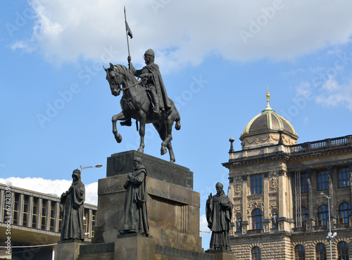 Photography Prague. Monument to Saint Václav against the National museum
