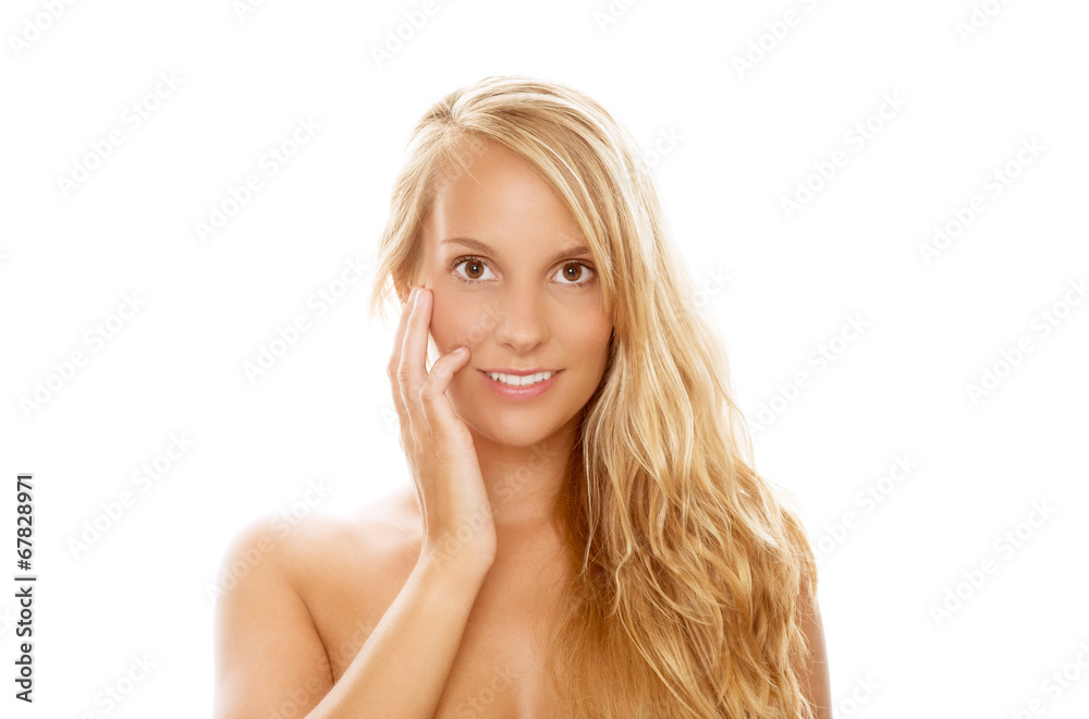 beautiful blond girl with perfect skin isolated beautiful blond girl with perfect skin isolated