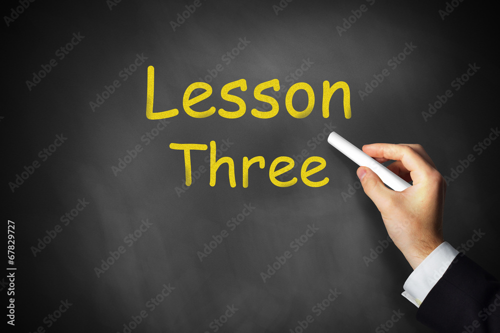 hand writing lesson three on chalkboard hand writing lesson three on chalkboard