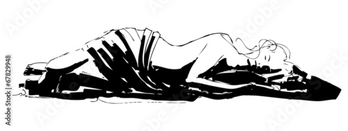 Black and white sleeping pretty girl