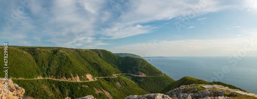 Panorama of Cabot Trail from Skyline Trail look-off photo