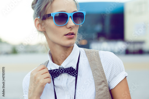 Closeup of trendy girl face