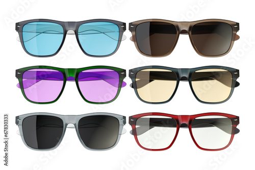 Colored glasses isolated on white background 1