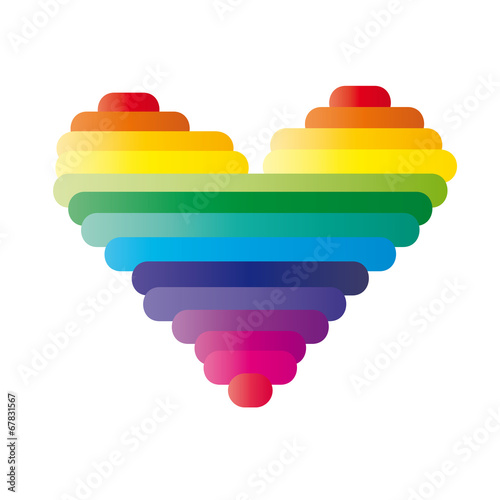 Herz aus Strichen - Regenbogen