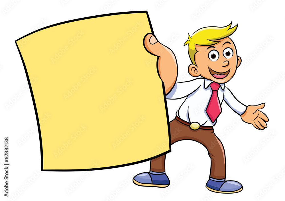 businessman holding blank notes