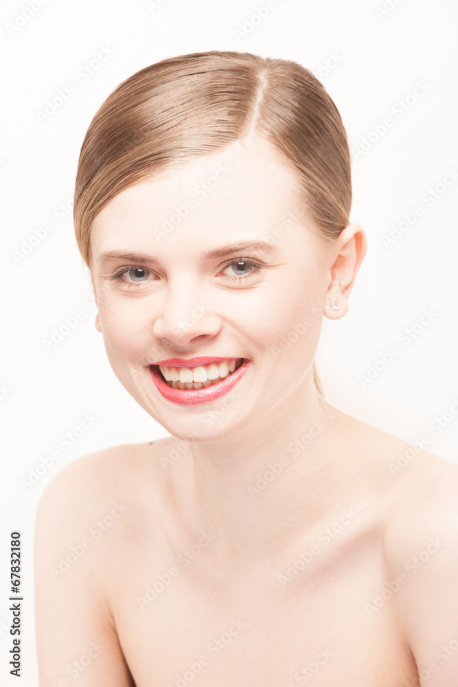 Portrait of beautiful woman on white background Portrait of beautiful woman on white background