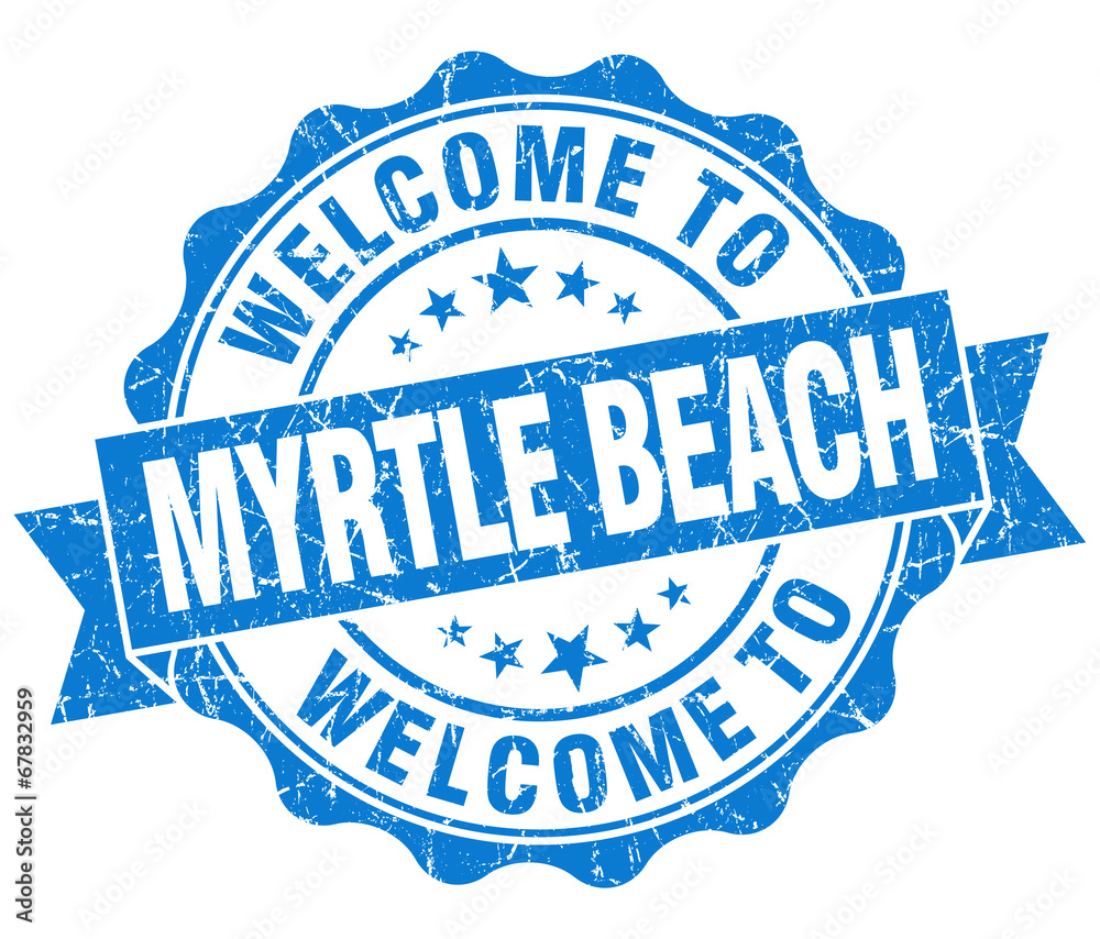 Fototapeta premium welcome to Myrtle Beach blue vintage isolated seal