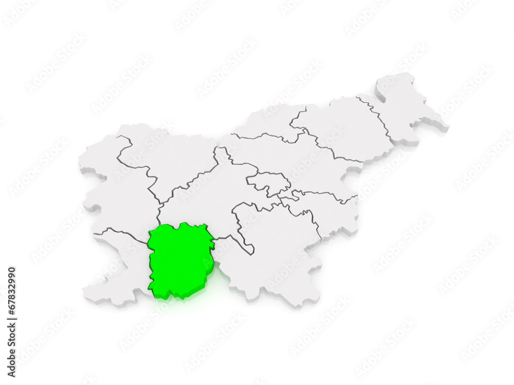 Map of Vnutrennekarstsky Region (Inner Carniola Kras-regia). Slo Map of Vnutrennekarstsky Region (Inner Carniola Kras-regia). Slo