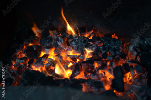live coals in the stove