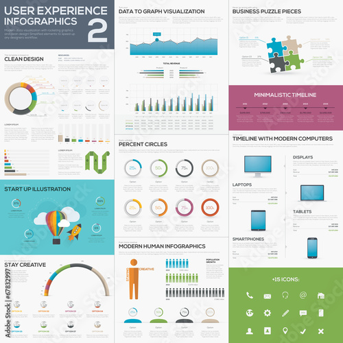 Flat awesome user experience infographic vector element set