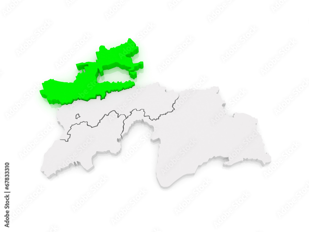 Map of Sughd region. Tajikistan.