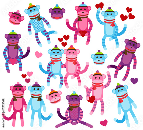 Vector Collection of Valentine's Day Themed Sock Monkeys