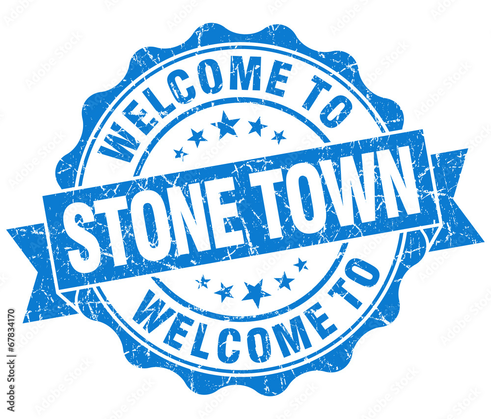 Obraz premium welcome to Stone Town blue vintage isolated seal