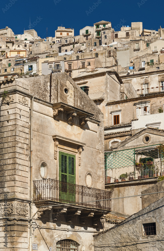 traditional houses of modica in sicily italy