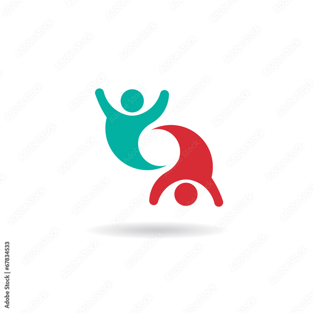 Happy Team 2 people group logo
