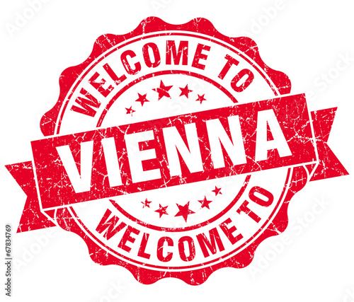 Photography welcome to Vienna red vintage isolated seal