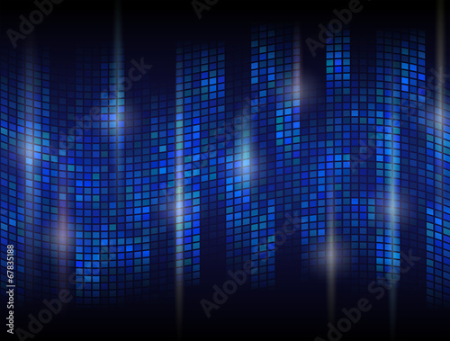 Abstract dark background with undulating mosaic, flare effects
