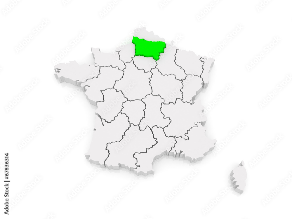 Map of Picardy. France. Map of Picardy. France.